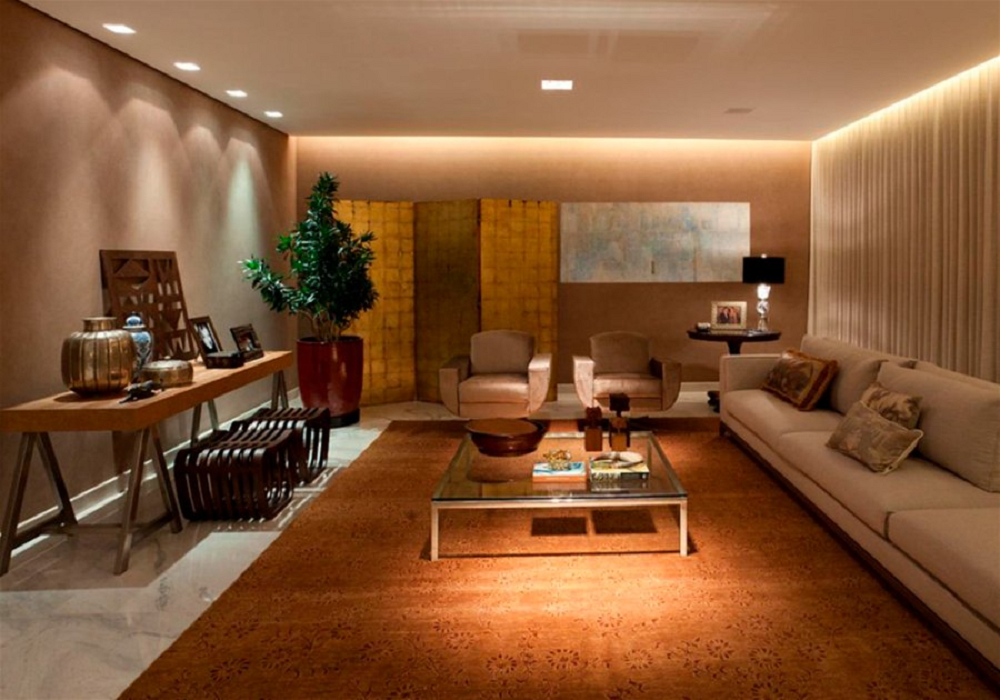 sala de estar com iluminação indireta