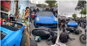 Montagem de três fotos feitas após o acidente