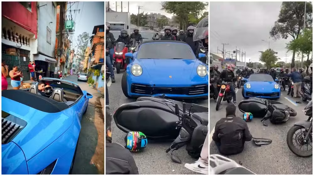 Montagem de três fotos feitas após o acidente