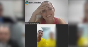 Momento em que juíza deu risada ao reconhecer investigado, os dois dividindo tela
