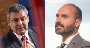 Montagem de fotos de Lindbergh Farias (RJ) e Eduardo Bolsonaro (PL-SP)