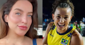 Montagem de fotos dinfluenciadora Bruna Unzueta, conhecida como Boo, e a jogadora de vôlei Gabi Guimarães