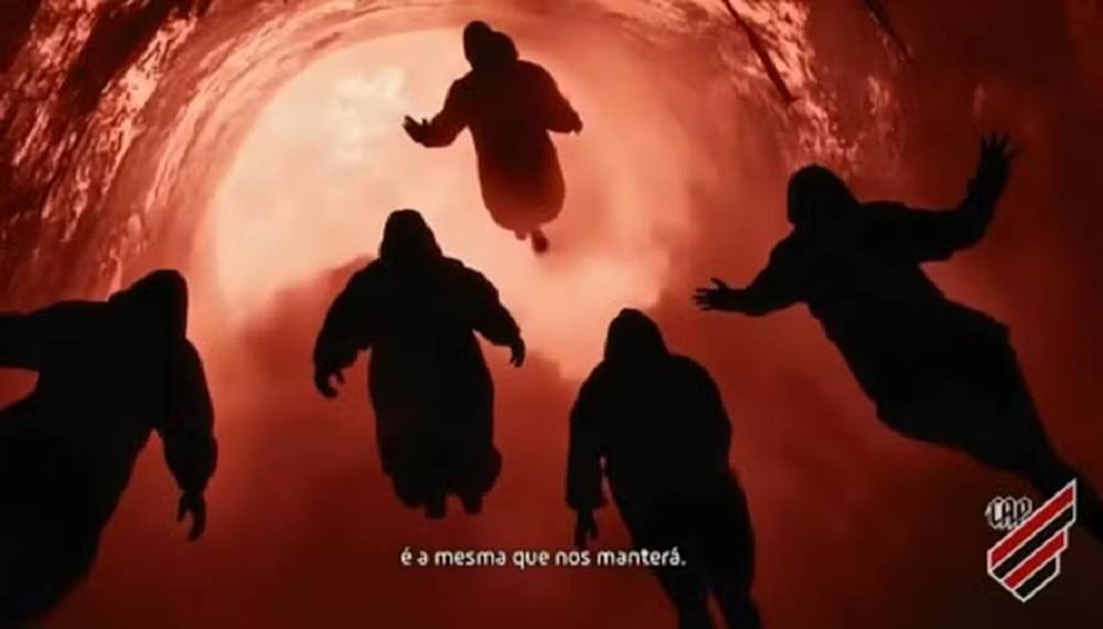 Imagem de campanha de marketing do Atlhetico que citava 'pactos malévolos'