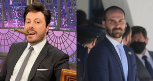 Montagem de fotos de Danilo Gentili e Eduardo Bolsonaro