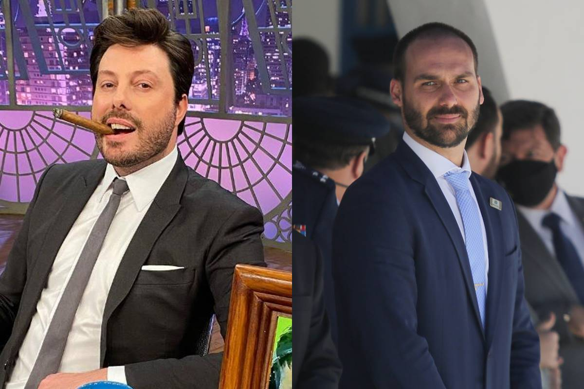 Montagem de fotos de Danilo Gentili e Eduardo Bolsonaro