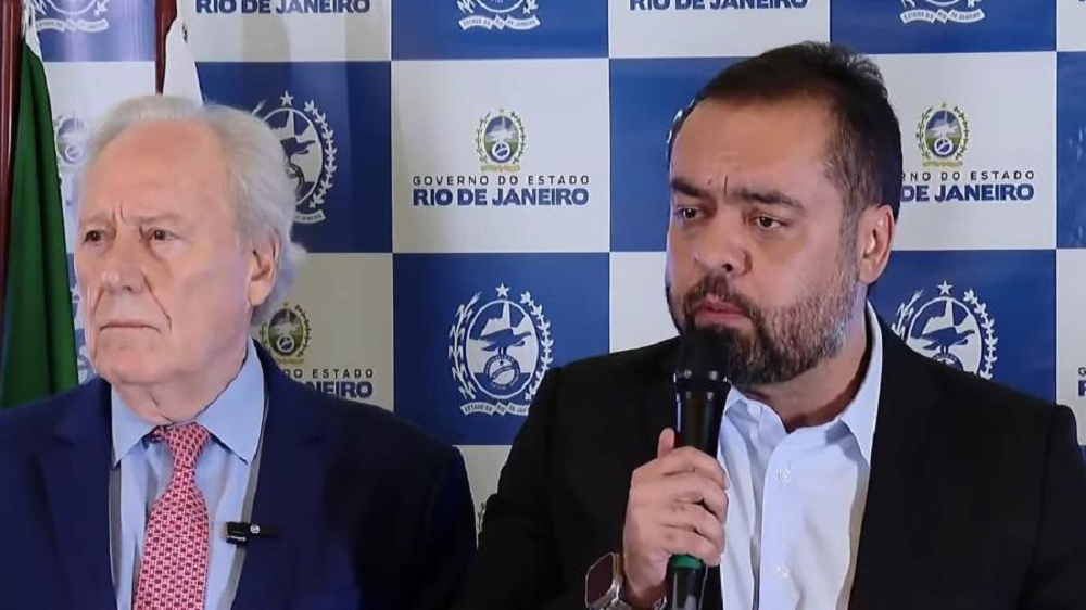 ministro da Justiça Ricardo Lewandowski e o governador do Rio de Janeiro, Cláudio Castro (PL), em coletiva