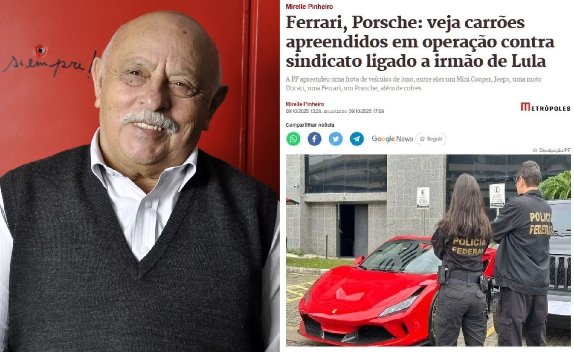 Frei Chico e o ataque do Metrópoles. Foto: Reprodução/247