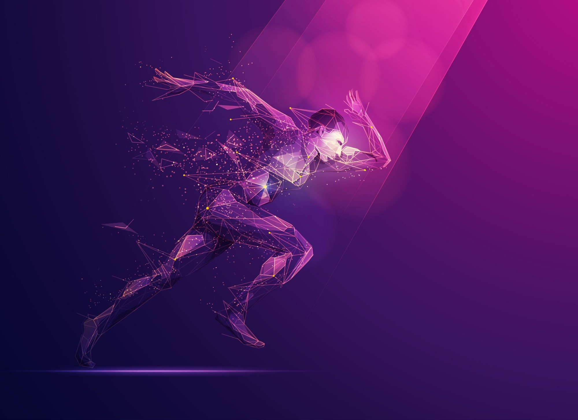 Arte de pessoa correndo em tons de roxo