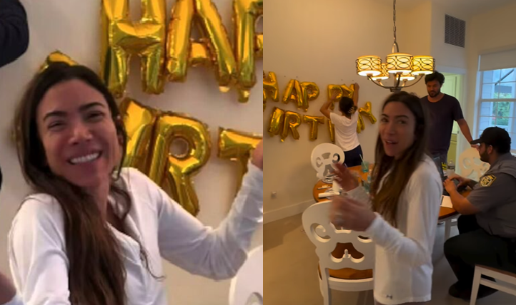 A apresentadora Patrícia Abravanel em seu aniversário e o policial da ocorrência. Fotomontagem: Reprodução/ Instagram
