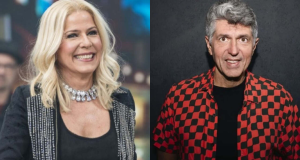 Montagem de fotos de Paula Toller e Leoni