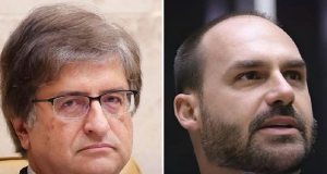 O procurador-geral da República, Paulo Gonet, e o deputado federal Eduardo Bolsonaro (PL-SP) em montagem de duas fotos, em close