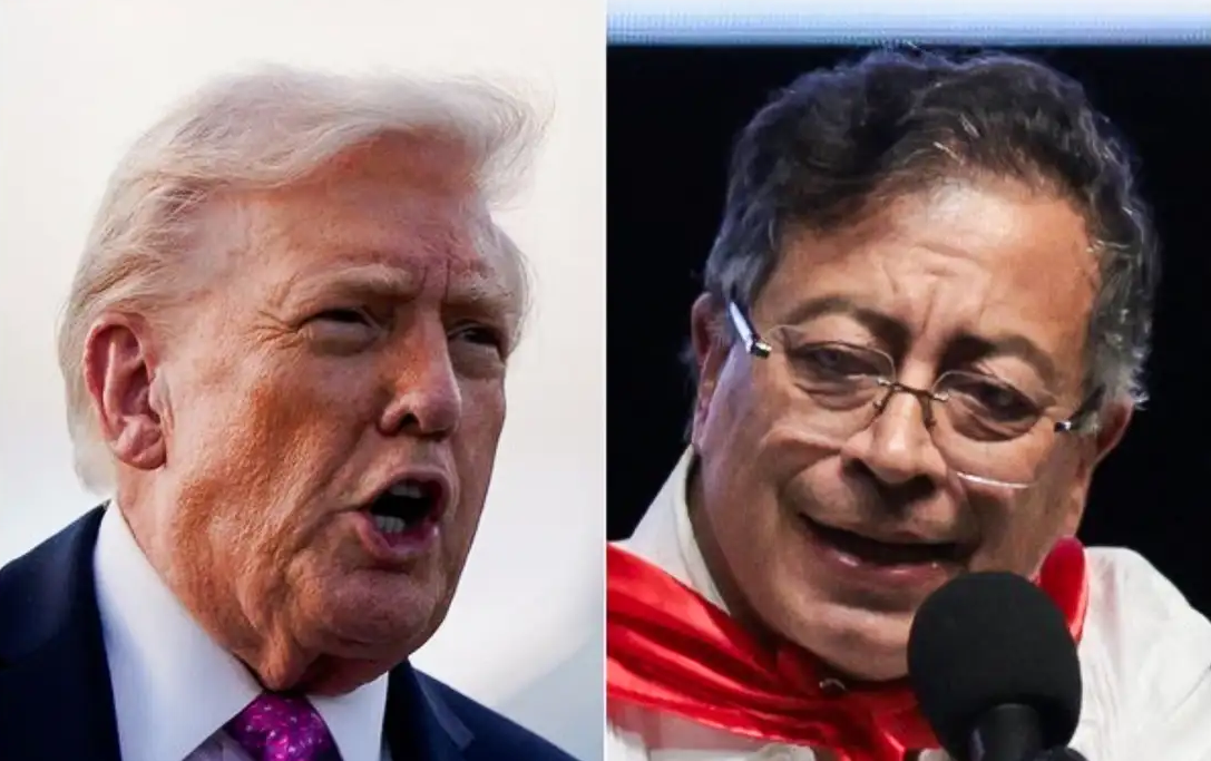 O presidente dos Estados Unidos, Donald Trump, e o presidente da Colômbia, Gustavo Petro, em montagem de duas fotos