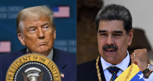 Donald Trump e Nicolás Maduro, presidentes dos EUA e da Venezuela, respectivamente, em montagem de fotos