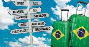 Ilustração sobre viagens pelo Brasil e malas