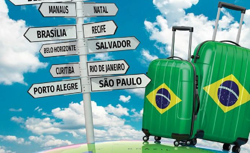 Ilustração sobre viagens pelo Brasil e malas