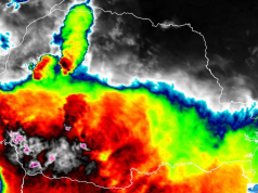 Imagem de satélite mostra formação de ciclone em região do Paraná