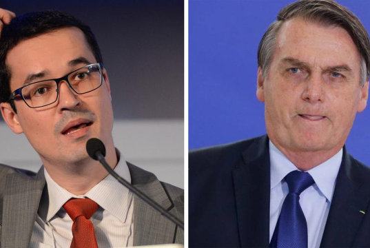 O ex-procurador da Operação Lava-Jato, Deltan Dallagnol (Novo), e o ex-presidente Jair Bolsonaro (PL) em montagem de duas fotos, ambos sérios