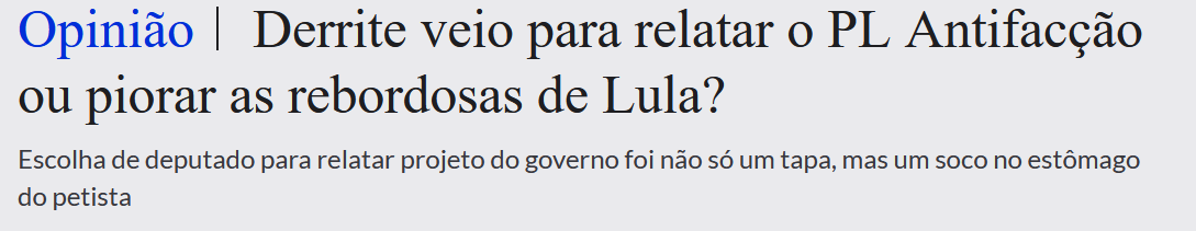 Manchete da coluna de Eliane Cantanhêde no Estadão