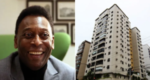 Montagem de fotos de Pelé e condomínio que entrou na Justiça cobrando dívida em apartamentos