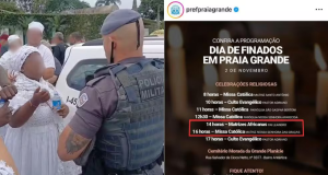Caso ocorreu durante as celebrações religiosas do Dia de Finados