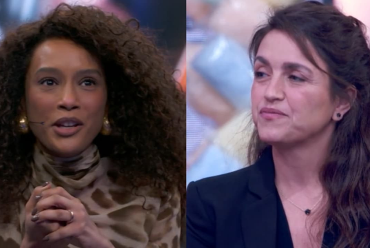 A atriz Taís Araújo e a autora Manuela Dias em montagem de duas fotos