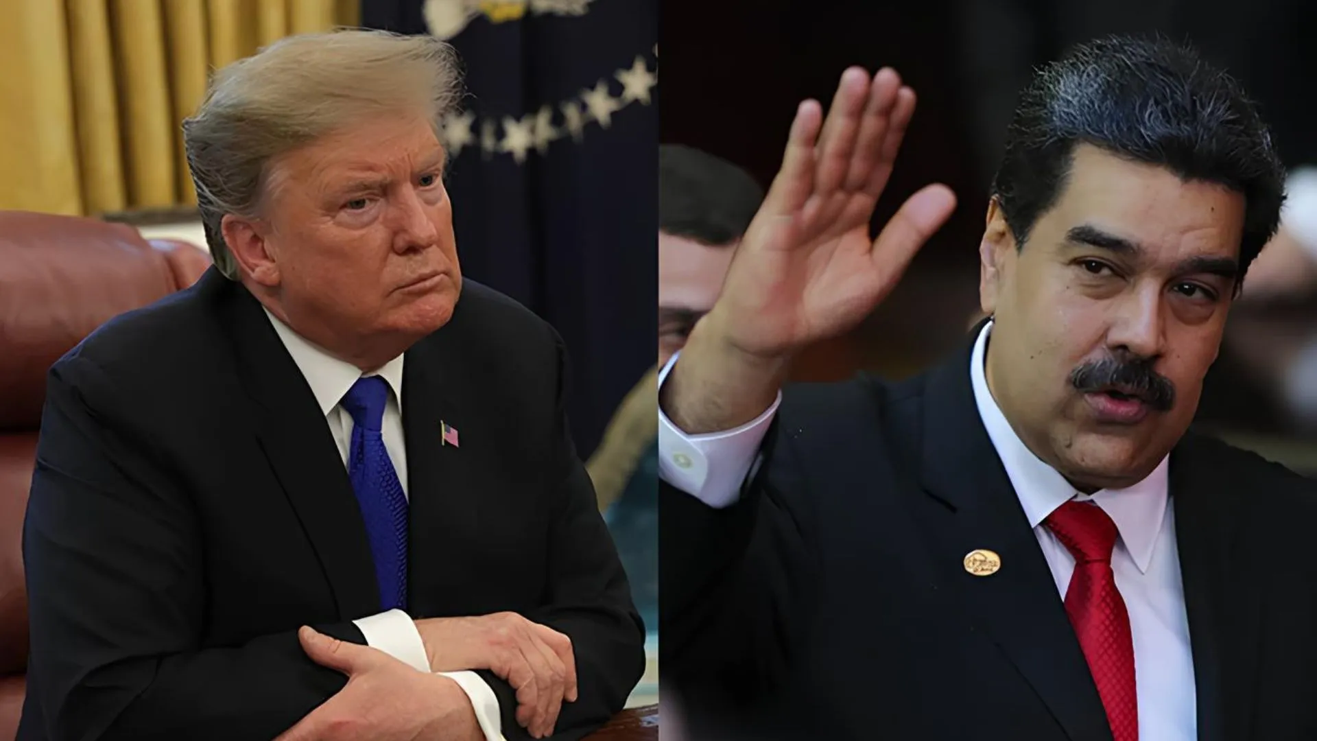 Donald Trump e Nicolás Maduro em montagem de duas fotos