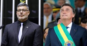 O ex-deputado federal Alexandre Frota e o ex-presidente Jair Bolsonaro (PL) em montagem de duas fotos