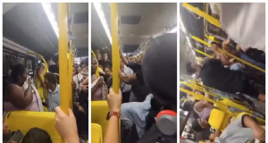 3 Imagens de confusão em ônibus na Taquara