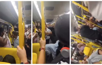 3 Imagens de confusão em ônibus na Taquara