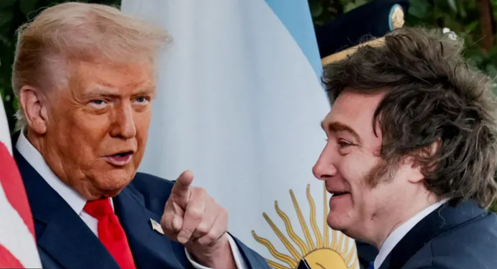 Os presidentes Donald Trump (EUA), e Javier Milei (ARG). Foto: Reprodução/Reuters