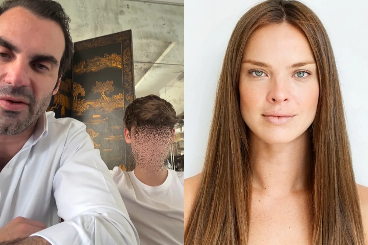 João Guilherme, de 14 anos, com o pai, Alexandre Furmanovich, e a atriz Letícia Birkheuer em montagem de duas fotos
