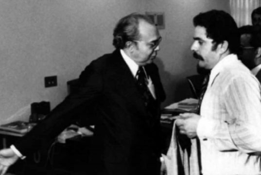 Encontro do então sindicalista Luis Inácio da Silva, o Lula, com o presidente do Senado Petrônio Portela (Arena, partido da direita, na época), em 1978
