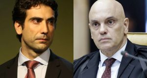 O presidente do Banco Central, Gabriel Galípolo, e o ministro do Supremo Tribunal Federal, Alexandre de Moraes, em montagem de duas fotos, sérios