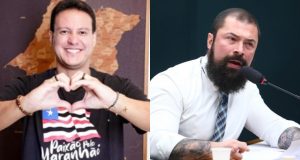 O vice-governador do Maranhão, Felipe Camarão (PT), e o deputado federal Paulo Bilynskyj (PL), em montagem de duas fotos