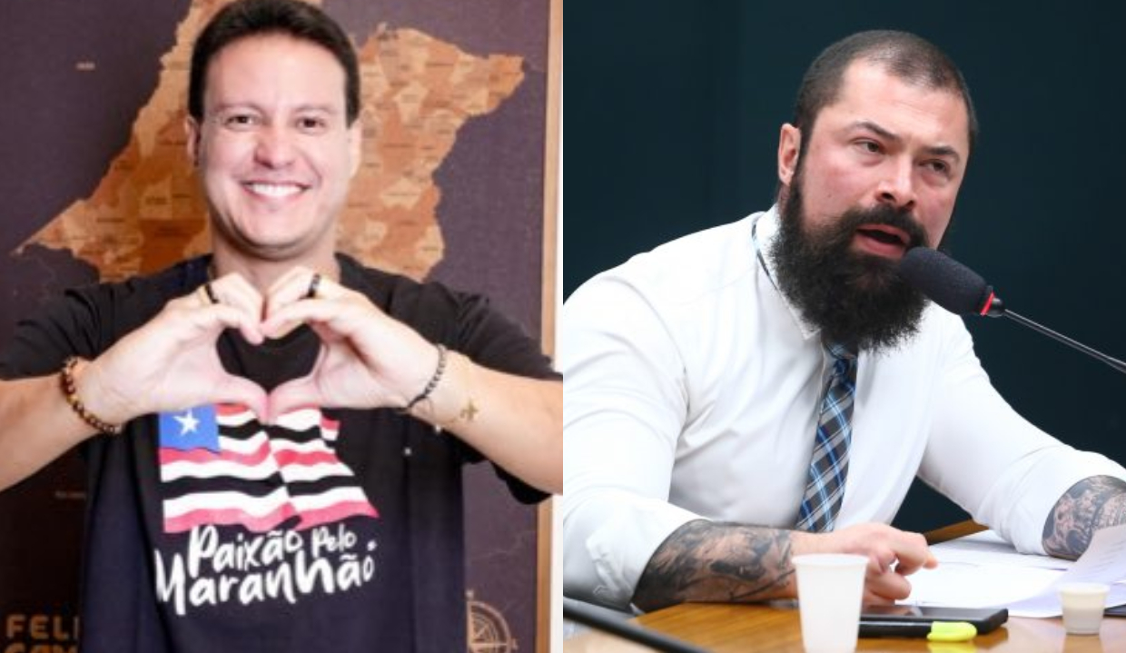 O vice-governador do Maranhão, Felipe Camarão (PT), e o deputado federal Paulo Bilynskyj (PL), em montagem de duas fotos