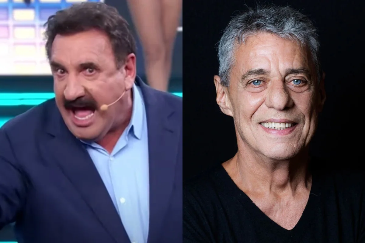 Montagem de duas fotos de Ratinho e Chico Buarque