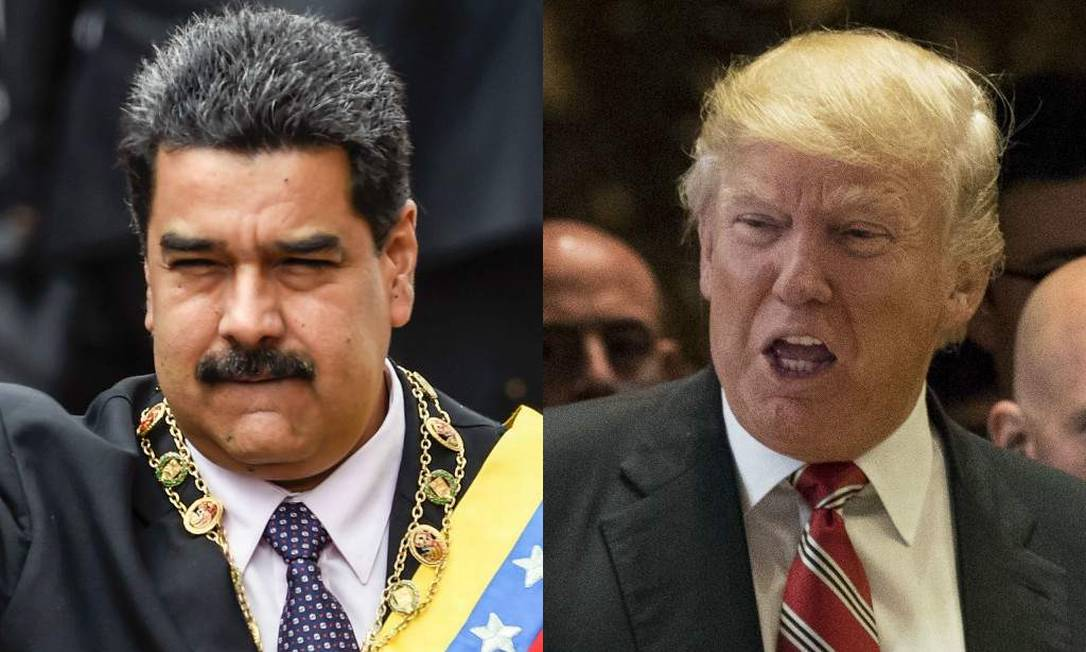 O presidente da Venezuela, Nicolás Maduro, e o presidente dos Estados Unidos, Donald Trump, em montagem de duas fotos