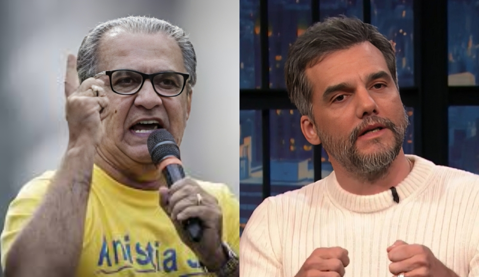 O pastor Silas Malafaia e o ator Wagner Moura em montagem de duas fotos