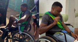 O ex-vereador da cidade de São Paulo Fernando Holiday (PL) em montagem de duas fotos, em cadeira de rodas, na UPA