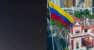 Drones não identificados sobrevoaram o Palácio de Miraflores em montagem de duas fotos