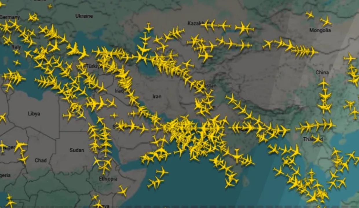 Espaço aéreo do Irã estava vazio por volta das 20h de Brasília 