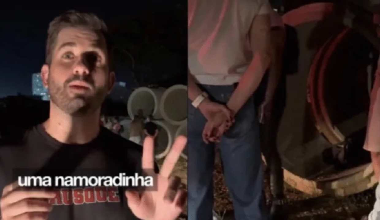 O prefeito de Brusque, em Santa Catarina, André Vechi (PL), e vídeo de flagra em montagem de duas fotos