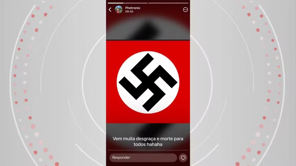 Imagem cedida pela Polícia Civil de post sobre nazismo