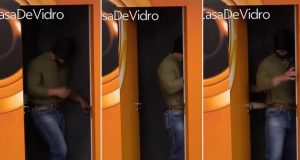 O goiano Paulo Augusto na Casa de Vidro, em montagem de três fotos