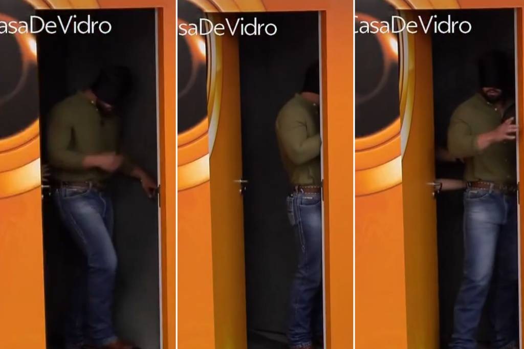 O goiano Paulo Augusto na Casa de Vidro, em montagem de três fotos