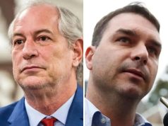 Montagem de fotos de Ciro Gomes e Flávio Bolsonaro