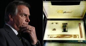 Jair Bolsonaro e os seis itens da marca suíça Chopard em montagem de duas fotos