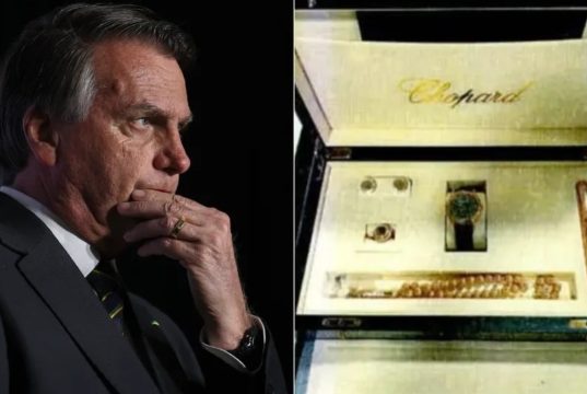 Jair Bolsonaro e os seis itens da marca suíça Chopard em montagem de duas fotos