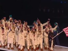 delegação dos Estados Unidos pela cerimônia de abertura dos Jogos Olímpicos de Inverno