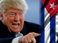 Donald Trump furioso e a bandeira de Cuba